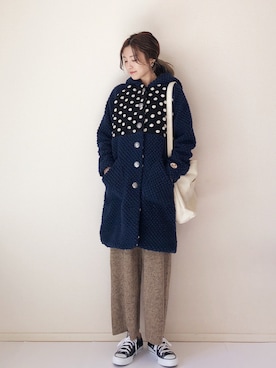 「アイラブCONVERSE」｜「アイテム（その他アウター）」を使った、まるちわさん（レディース・160cm）の冬コーディネート