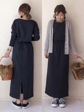カーディガン ボレロ グレー系 を使った スウェットワンピース の人気ファッションコーディネート Wear