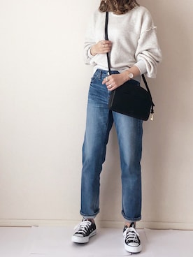 「FOSSIL（フォッシル）のCHELSEA　CROSSBODY　ZB7633(3)（ショルダーバッグ）」を使った、まるちわさん（レディース・160cm）の冬コーディネート