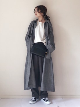 「ハーフムーンバック」｜「アイテム（ステンカラーコート）」を使った、まるちわさん（レディース・160cm）の冬コーディネート