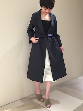 「ネイビー×ホワイト」｜「アイテム（その他アウター）」を使った、ayuさん（レディース・164cm）の冬コーディネート