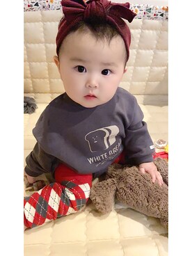 「アイテム（ロンパース、ブラック系）」を使った、kokoro◆YouTubeさん（キッズ・100cm）の冬コーディネート