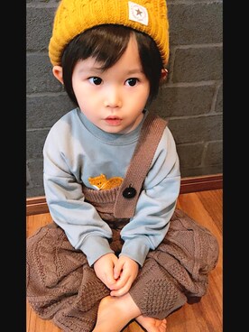 「Birthday（バースデイ）のアイテム（トップス、ブルー系）」を使った、kokoro◆YouTubeさん（キッズ・100cm）の冬コーディネート