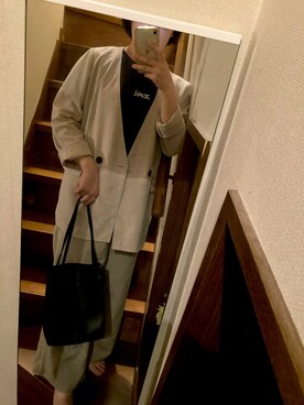 「X-girl（エックスガール）のアイテム（Tシャツ/カットソー、ブラック系）」を使った、nikonikotyannさん（レディース・155cm）の春コーディネート