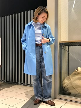 「セントジェームス」｜「アイテム（ステンカラーコート）」を使った、リア  ナカネさん（レディース・152cm）の春コーディネート