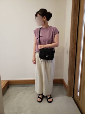 「bach（バッハ）のGY26 SACOCHE BACH サコッシュ（ショルダーバッグ）」を使った、maru*さん（レディース・155cm）の夏コーディネート