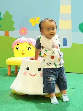 「kladskap（クレードスコープ）のアイテム（その他パンツ）」を使った、ansyさん（キッズ・80cm）の夏コーディネート