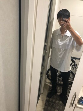 「Herden（ハーデン）のアイテム（トップス、ホワイト系）」を使った、早瀬さん（メンズ）の夏コーディネート