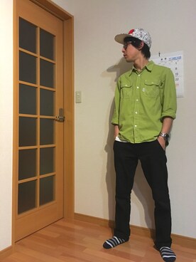 「ELEMENT（エレメント）のアイテム（帽子）」を使った、まこつさん（メンズ・163cm）の春コーディネート