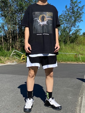 「GLOBAL WORK（グローバルワーク）のアイテム（Tシャツ/カットソー、ホワイト系）」を使った、なかじまけんたさん（メンズ・176cm）の夏コーディネート