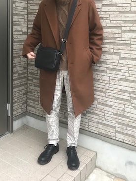 「niko and...（ニコアンド）のアイテム（チェスターコート）」を使った、Rayさん（メンズ・175cm）の冬コーディネート