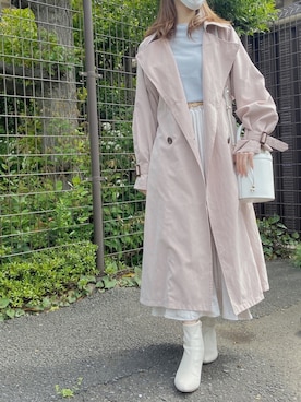 「Chillfar（チルファー）のアイテム（トレンチコート）」を使った、ほー☺︎さん（レディース・158cm）の春コーディネート