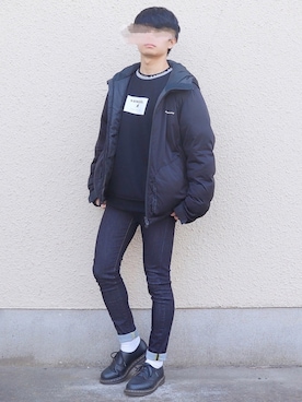 「WHITE MOUNTAINEERING（ホワイトマウンテニアリング）のアイテム（ダウンジャケット/コート）」を使った、ゆーすけさん（メンズ・165cm）の冬コーディネート