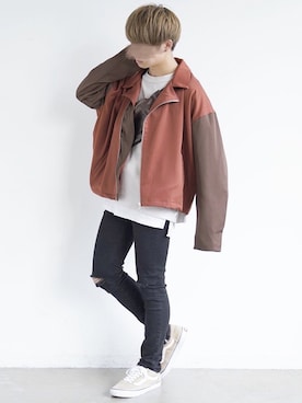 「YON（ヨン）のアイテム（ジャケット/アウター）」を使った、ゆーすけさん（メンズ・165cm）の秋コーディネート