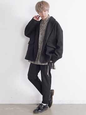 「パイソン柄」｜「アイテム（その他アウター）」を使った、ゆーすけさん（メンズ・165cm）の冬コーディネート