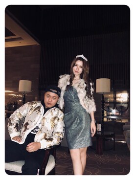 「アイテム（ドレス、シルバー系）」を使った、Vanessaさん（レディース・172cm）の春コーディネート