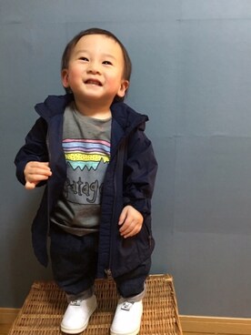 「northface」｜「アイテム（その他アウター）」を使った、よこちゃんさん（キッズ・70cm）の春コーディネート