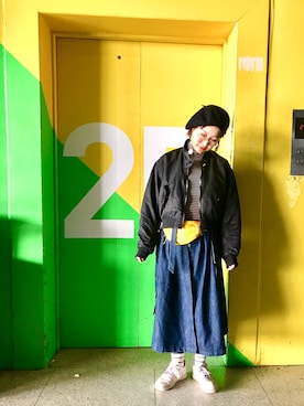 「春物」｜「アイテム（ブルゾン）」を使った、Sallyさん（レディース・165cm）の春コーディネート
