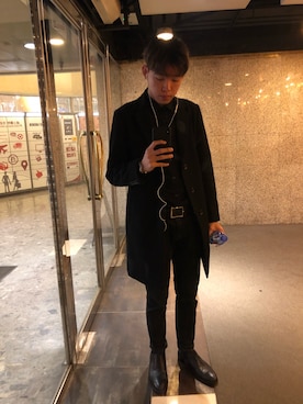 「アイテム（ピーコート）」を使った、Dicky Leeさん（メンズ・176cm）の冬コーディネート