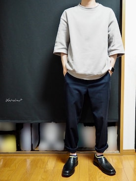 「Clarks（クラークス）のアイテム（スリッポン）」を使った、たくみさん（メンズ・160cm）の春コーディネート