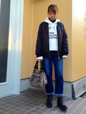 「CECIL McBEE（セシルマクビー）のアイテム（ブルゾン）」を使った、yuiさん（レディース・160cm）の冬コーディネート