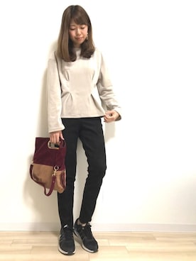 「Doシンプル部」｜「アイテム（スラックス）」を使った、yuiさん（レディース・160cm）の冬コーディネート