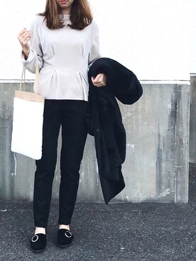 「Doシンプル部」｜「アイテム（スラックス）」を使った、yuiさん（レディース・160cm）の冬コーディネート