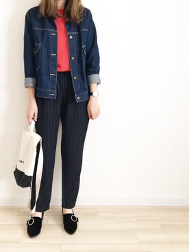 「Doシンプル部」｜「アイテム（デニムジャケット）」を使った、yuiさん（レディース・160cm）の冬コーディネート