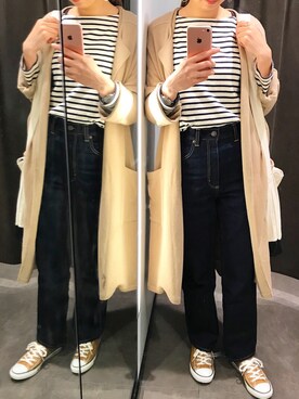 「Doシンプル部」｜「アイテム（その他アウター）」を使った、yuiさん（レディース・160cm）の春コーディネート