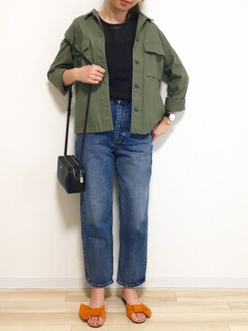 「Doシンプル部」｜「アイテム（ミリタリージャケット）」を使った、yuiさん（レディース・160cm）の春コーディネート