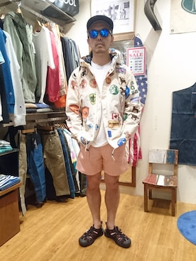 「BURLAP OUTFITTER（バーラップアウトフィッター）のアイテム（パンツ）」を使った、atsushiさん（メンズ・172cm）の夏コーディネート