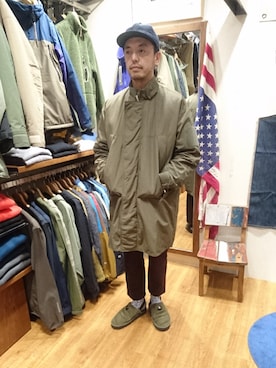 「MANASTASH（マナスタッシュ）のアイテム（モッズコート）」を使った、atsushiさん（メンズ・172cm）の秋コーディネート