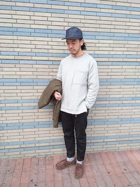 「MANASTASH（マナスタッシュ）のアイテム（その他アウター）」を使った、atsushiさん（メンズ・172cm）の秋コーディネート