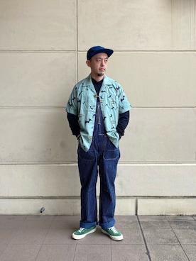 「schott（ショット）のアイテム（サロペット/オーバーオール）」を使った、atsushiさん（メンズ・172cm）の春コーディネート