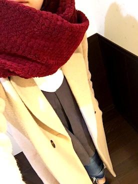 「Ungrid（アングリッド）のインディゴフレイドヘムストスリ（デニムパンツ）」を使った、coco⑅◡̈*.さん（レディース・165cm）の冬コーディネート