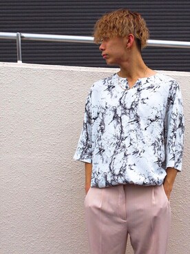 「ZARA BASIC（ザラベーシック）のアイテム（パンツ）」を使った、犬さん（メンズ・168cm）の夏コーディネート