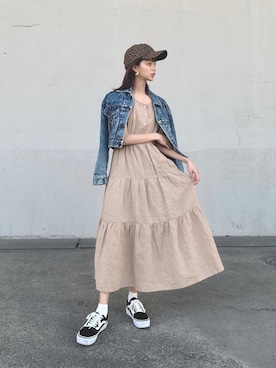 「FREE'S MART（フリーズマート）のアイテム（キャップ）」を使った、英里沙さん（レディース・161cm）の春コーディネート