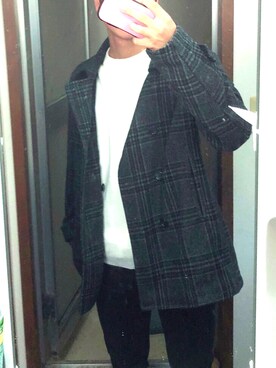 「GU（ジーユー）のアイテム（ピーコート）」を使った、たんたんれんさん（メンズ・175cm）の秋コーディネート