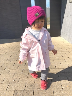 「PETIT BATEAU（プチバトー）のアイテム（サロペット/オーバーオール）」を使った、yさん（キッズ・80cm）の冬コーディネート