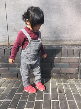「PETIT BATEAU（プチバトー）のアイテム（サロペット/オーバーオール）」を使った、yさん（キッズ・80cm）の秋コーディネート