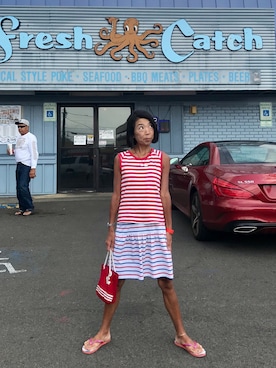 「Abercrombie&Fitch（アバークロンビーアンドフィッチ）のアイテム（タンクトップ）」を使った、Misono Moriyamaさん（レディース・161cm）の夏コーディネート