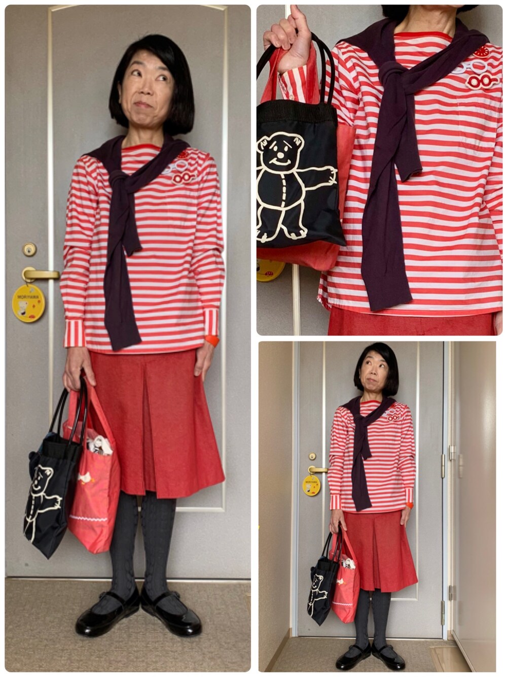 「agnes b.のアイテム（カーディガン/ボレロ、グレー系）」を使った、Misono Moriyamaさん（レディース・161cm）の春コーディネートの1枚目の写真