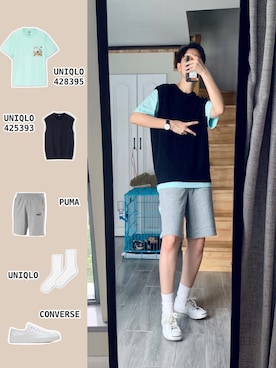 「PUMA（プーマ）のアイテム（カーゴパンツ）」を使った、小賈今天穿什麼さん（メンズ・168cm）の夏コーディネート