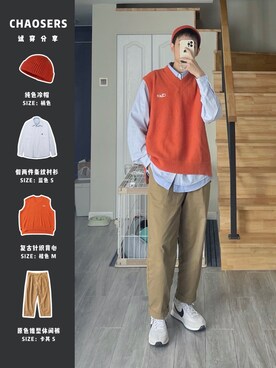 「盐系风格」｜「アイテム（スニーカー）」を使った、小賈今天穿什麼さん（メンズ・168cm）の冬コーディネート