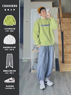 「盐系风格」｜「アイテム（スニーカー）」を使った、小賈今天穿什麼さん（メンズ・168cm）の冬コーディネート