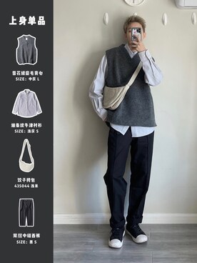 「盐系风格」｜「アイテム（スニーカー）」を使った、小賈今天穿什麼さん（メンズ・168cm）の冬コーディネート