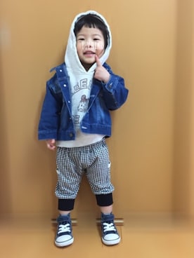 「E.T.」｜「アイテム（ジャケット/アウター）」を使った、ゆち子(しそ子)さん（キッズ・90cm）の春コーディネート