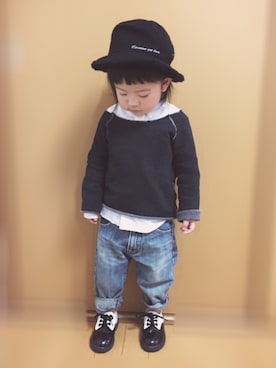 「コムサ」｜「アイテム（帽子）」を使った、ゆち子(しそ子)さん（キッズ・90cm）の春コーディネート