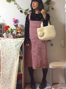 「Futier land（フューティアランド）のアイテム（サロペット/オーバーオール）」を使った、つうさん（レディース・159cm）の秋コーディネート