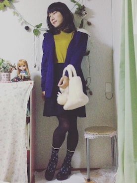 「タイツ×靴下」｜「アイテム（パンプス）」を使った、つうさん（レディース・159cm）の秋コーディネート